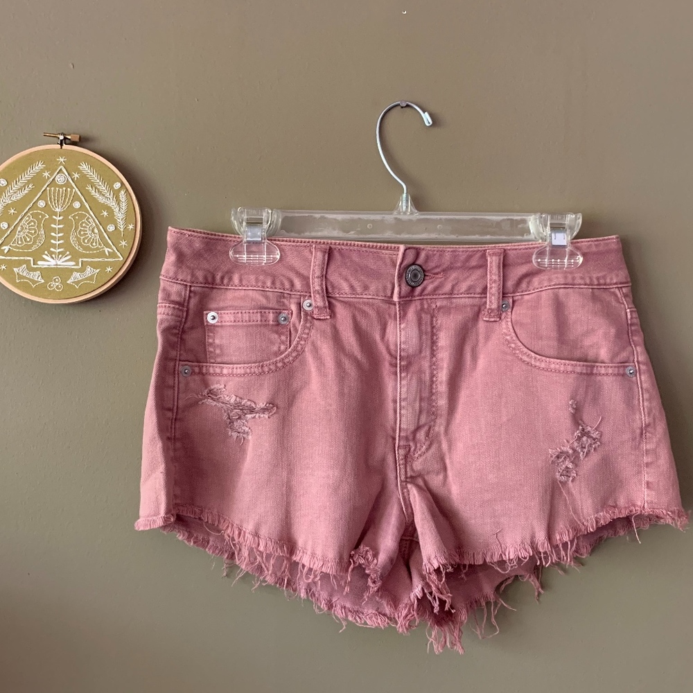 American Eagle Light Mauve Denim short shorts